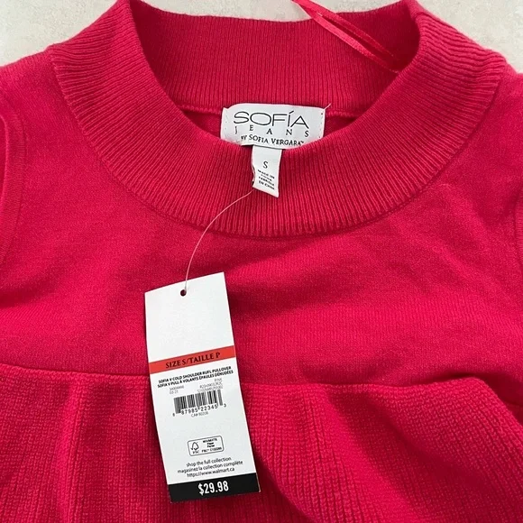 NWT SOFIA JEANS/ Pink/ Cold shoulders/ Knit long sleeve sweater/ Size US S - Picture 10 of 16